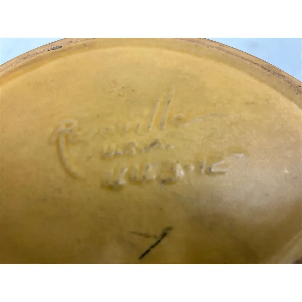Vintage Roseville Pottery Console‎ Bowl Water Lily Brown 443-12 USA Beauty